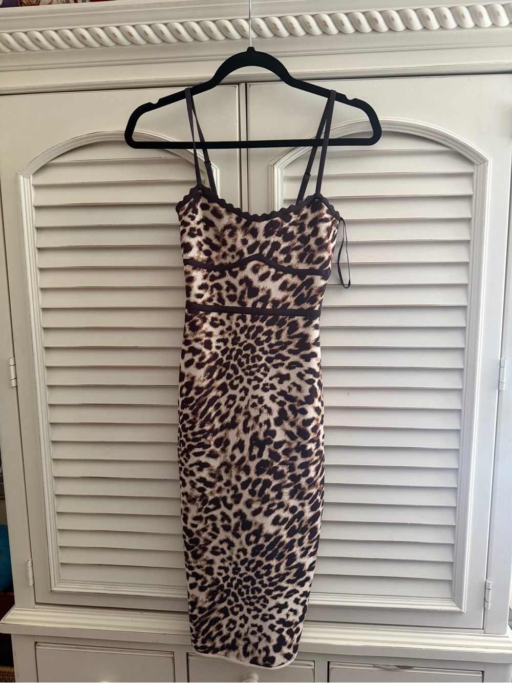 BCBGMaxAzria Leopard-Print Midi Slip Dress in Brown and Cream